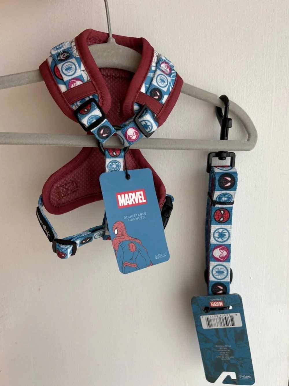 Sassy Woof X Marvel Spider-Man DOG Harness & Leash Set - Blue/Red XXS harness